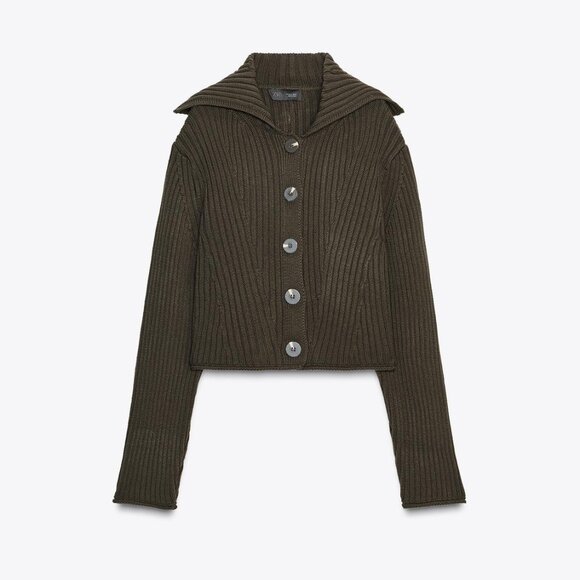 Rib Knit Cardigan With Button - Picture 3 of 5